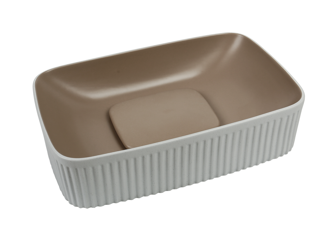 Lavoar ceramic dreptunghiular A738-CWCF-MRS – design modern maro mat și alb mat