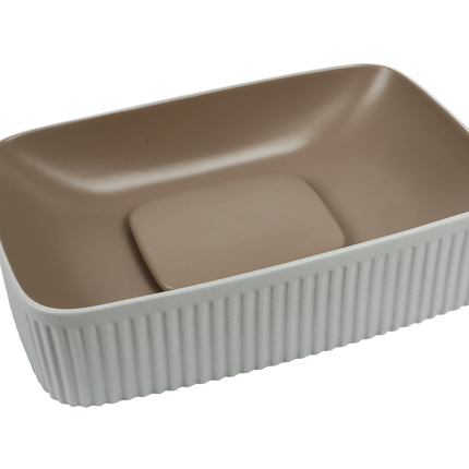 Lavoar ceramic dreptunghiular A738-CWCF-MRS – design modern maro mat și alb mat