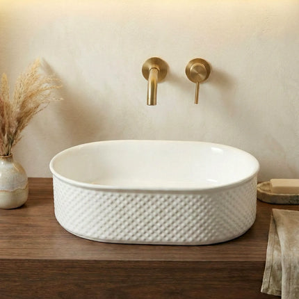 Lavoar ceramic oval A739 alb lucios texturat
