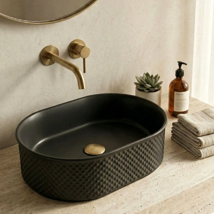Lavoar ceramic oval A739-CBK-M negru mat texturat