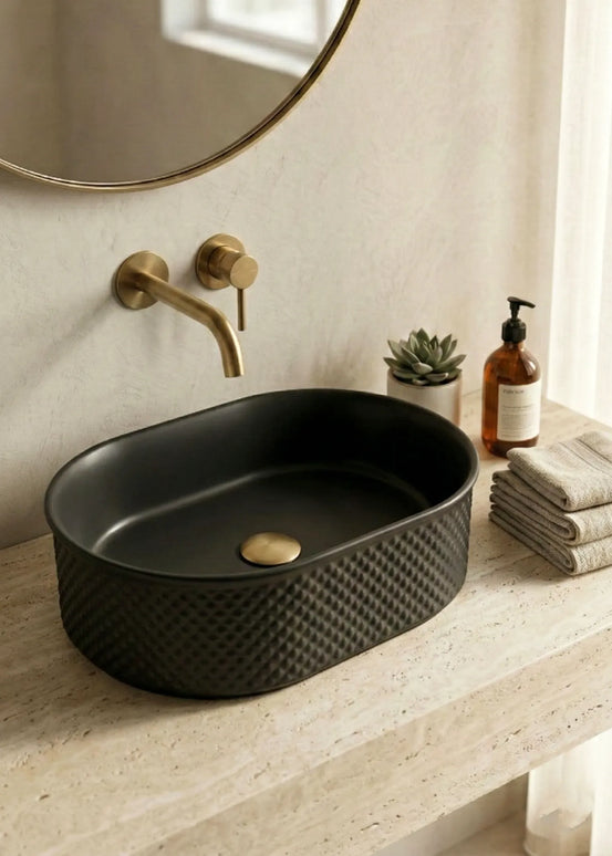 Lavoar ceramic oval A739-CBK-M – negru mat, exterior texturat