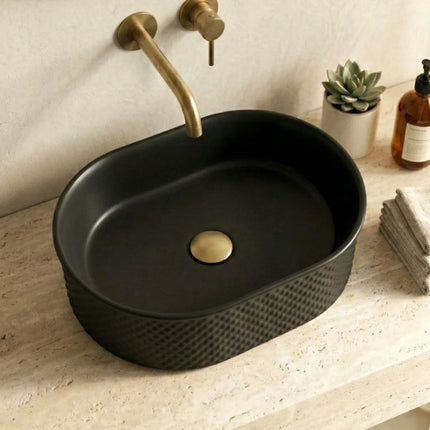 Lavoar ceramic oval A739-CBK-M – negru mat, exterior texturat