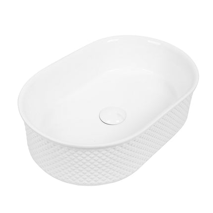 Lavoar ceramic oval A739 – alb lucios cu exterior texturat