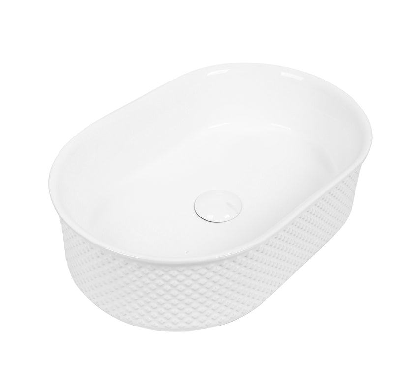 Lavoar ceramic oval A739 – alb lucios cu exterior texturat