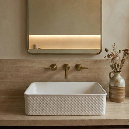 Lavoar ceramic dreptunghiular A740 alb lucios texturat