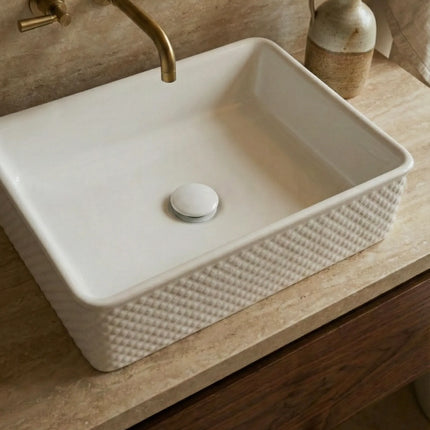 Lavoar ceramic dreptunghiular A740 – alb lucios, exterior texturat
