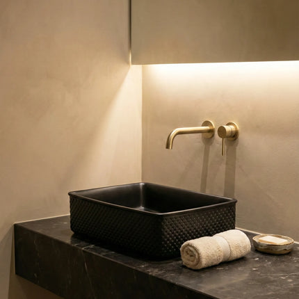 Lavoar ceramic dreptunghiular A740-CBK-M negru mat texturat