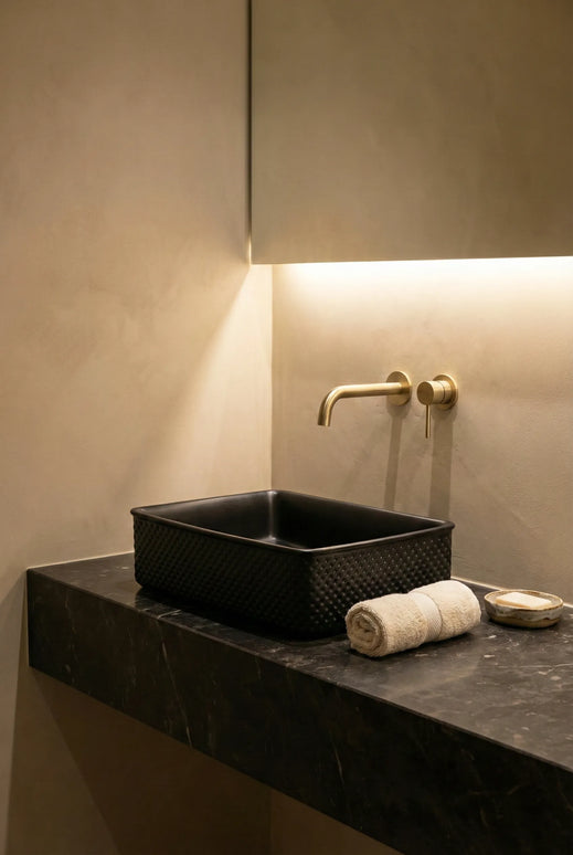 Lavoar ceramic dreptunghiular A740-CBK-M – negru mat, exterior texturat