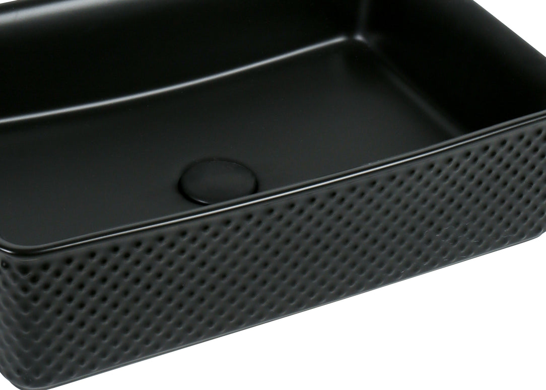 Lavoar ceramic dreptunghiular A740-CBK-M – negru mat, exterior texturat