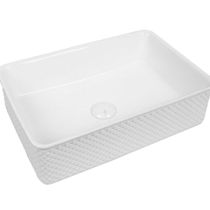 Lavoar ceramic dreptunghiular A740 – alb lucios, exterior texturat