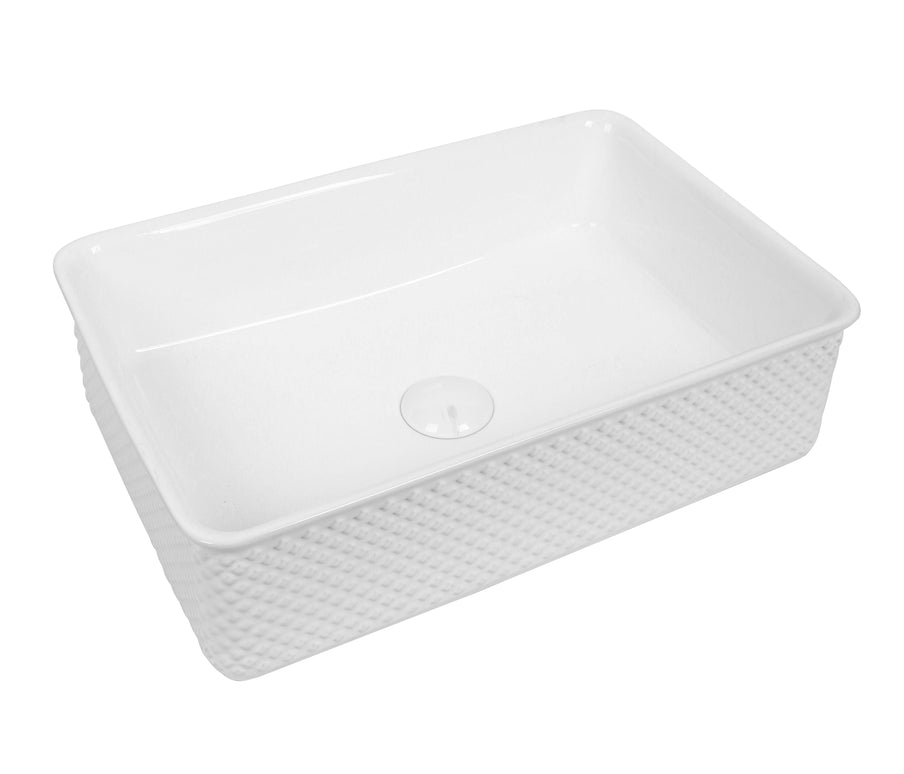 Lavoar ceramic dreptunghiular A740 – alb lucios, exterior texturat