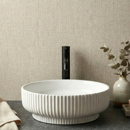 Lavoar ceramic rotund A746 alb lucios texturat