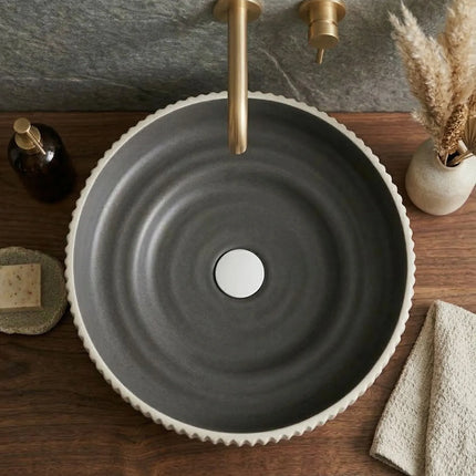 Lavoar ceramic rotund A746-CWDGR-MRS – design modern gri închis mat și alb mat
