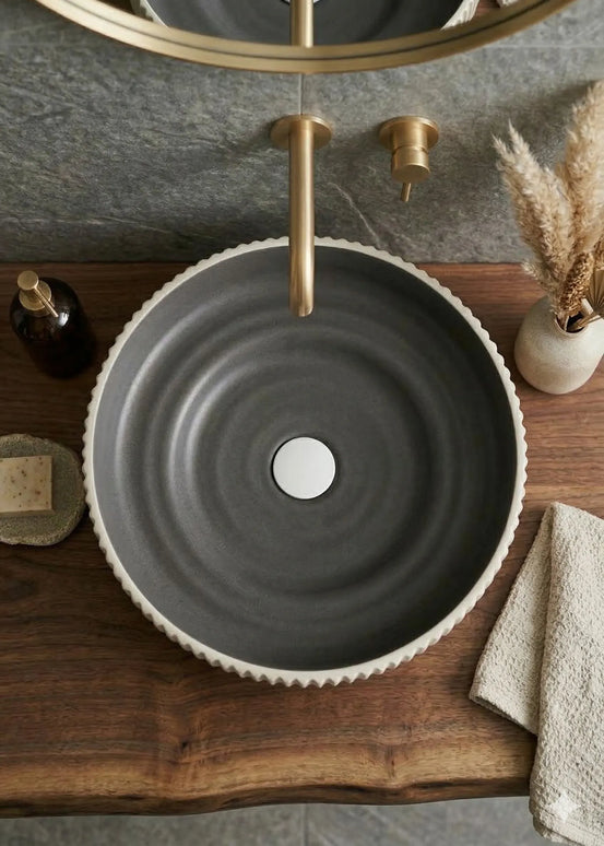 Lavoar ceramic rotund A746-CWDGR-MRS – design modern gri închis mat și alb mat