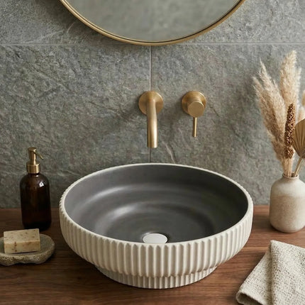Lavoar ceramic rotund A746-CWDGR-MRS – design modern gri închis mat și alb mat