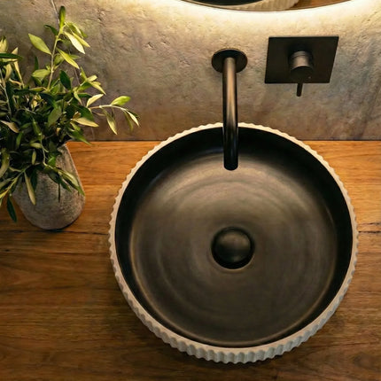 Lavoar ceramic rotund A746-CWDGR-MRS – design modern gri închis mat și alb mat