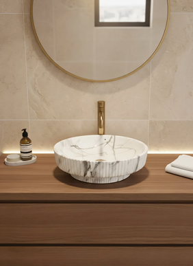 Lavoar ceramic rotund -design marmorat (A746-P818M)