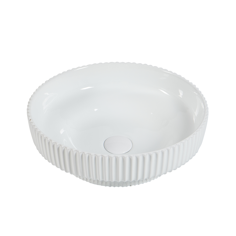 Lavoar ceramic rotund A746 – alb lucios, exterior texturat