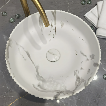 Lavoar ceramic rotund -design marmorat (A746-P818M)
