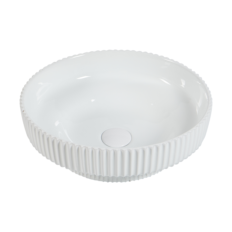 Lavoar ceramic rotund A746 – alb lucios, exterior texturat