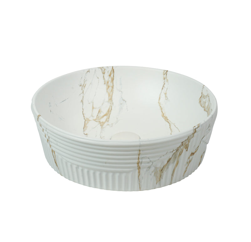 Lavoar ceramic rotund A747-P841M cu design marmorat