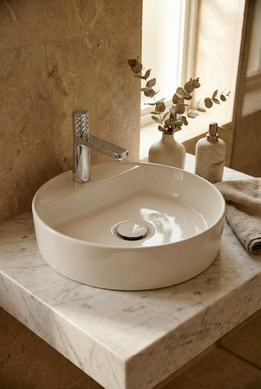 Lavoar ceramic rotund A759 – alb lucios