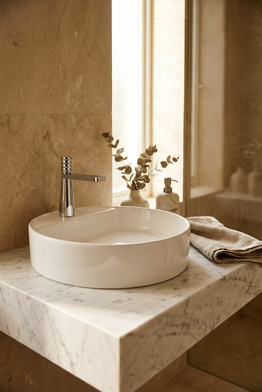 Lavoar ceramic rotund A759 – alb lucios