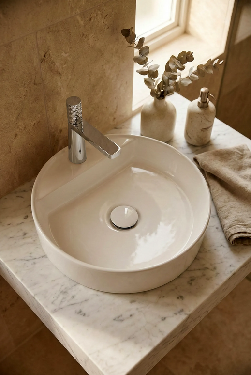 Lavoar ceramic rotund A759 – alb lucios