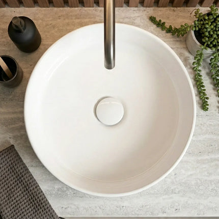 Lavoar ceramic rotund A787 – alb lucios, exterior texturat