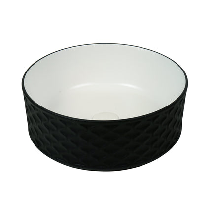 Lavoar rotund ceramic 787-CBKW-MRS – exterior negru texturat, interior alb lucios
