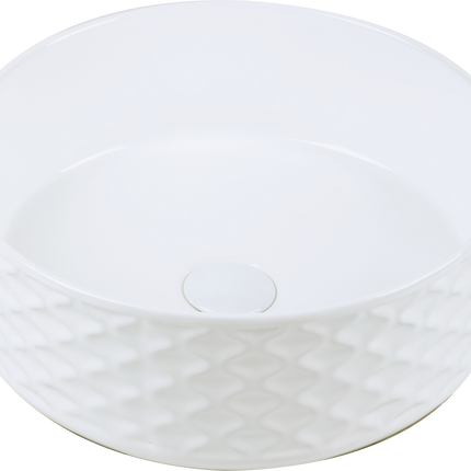 Lavoar ceramic rotund A787 – alb lucios, exterior texturat