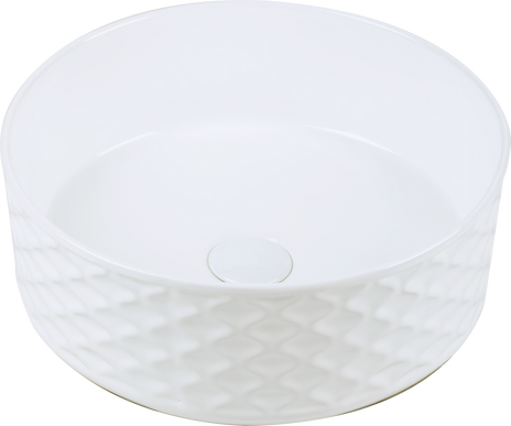 Lavoar ceramic rotund A787 – alb lucios, exterior texturat