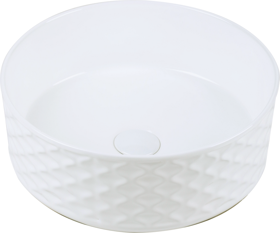 Lavoar ceramic rotund A787 – alb lucios, exterior texturat