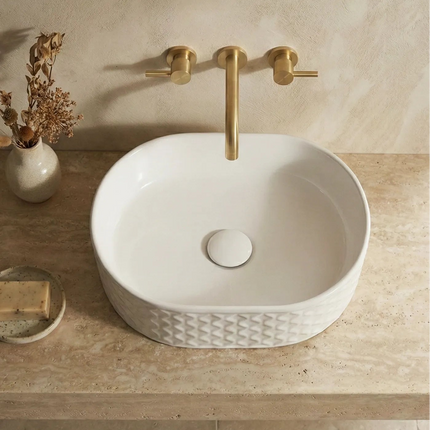 Lavoar ceramic oval A788 – alb lucios, exterior texturat