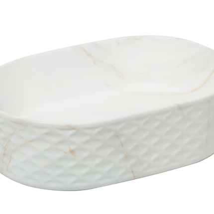 Lavoar ceramic oval A788-P816M – design marmorat alb mat