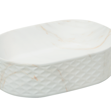 Lavoar ceramic oval A788-P816M – design marmorat alb mat