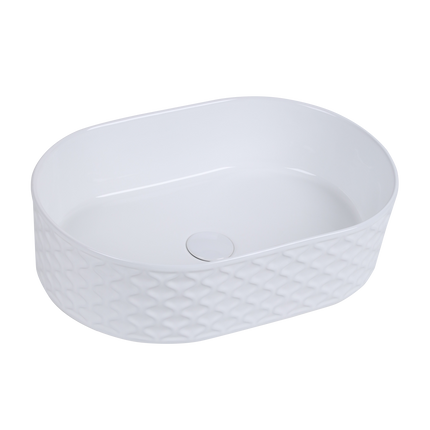 Lavoar ceramic oval A788 – alb lucios, exterior texturat