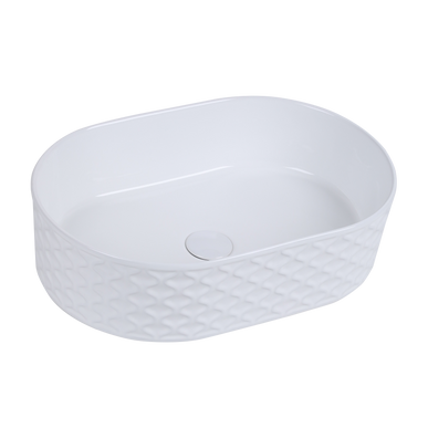 Lavoar ceramic oval A788 – alb lucios, exterior texturat