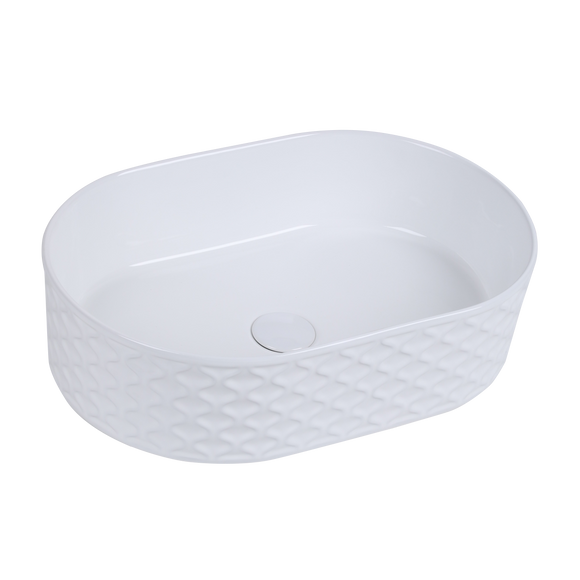 Lavoar ceramic oval A788 – alb lucios, exterior texturat