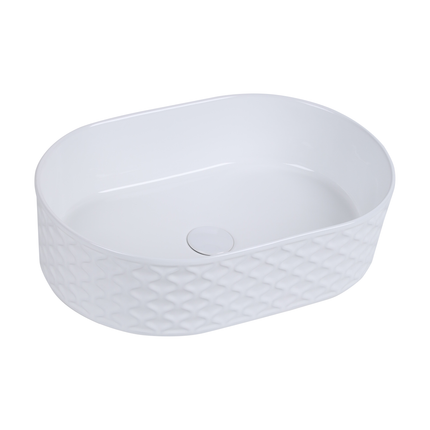 Lavoar ceramic oval A788 – alb lucios, exterior texturat