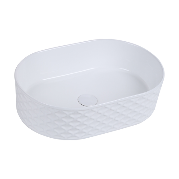Lavoar ceramic oval A788 – alb lucios, exterior texturat