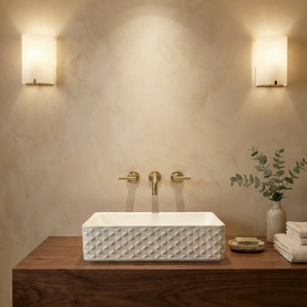 Lavoar ceramic dreptunghiular A789 – alb lucios cu exterior texturat