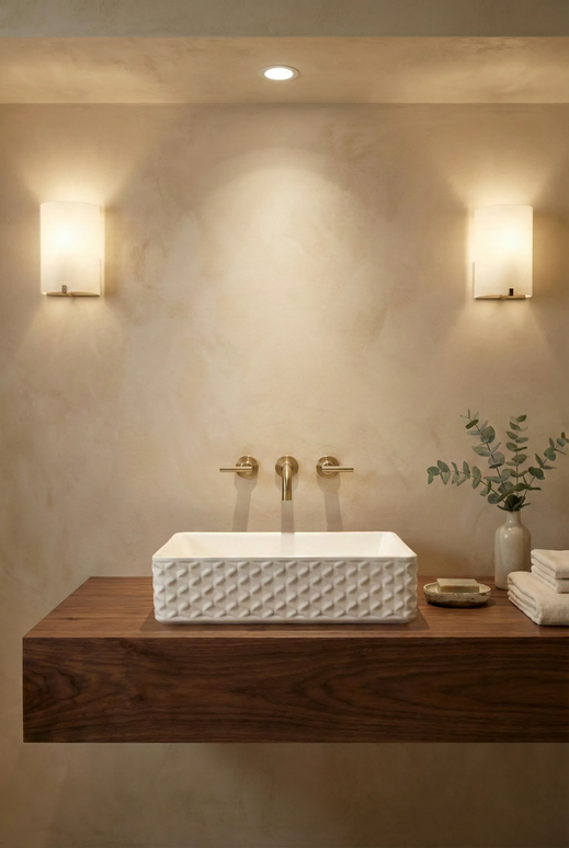 Lavoar ceramic dreptunghiular A789 – alb lucios cu exterior texturat