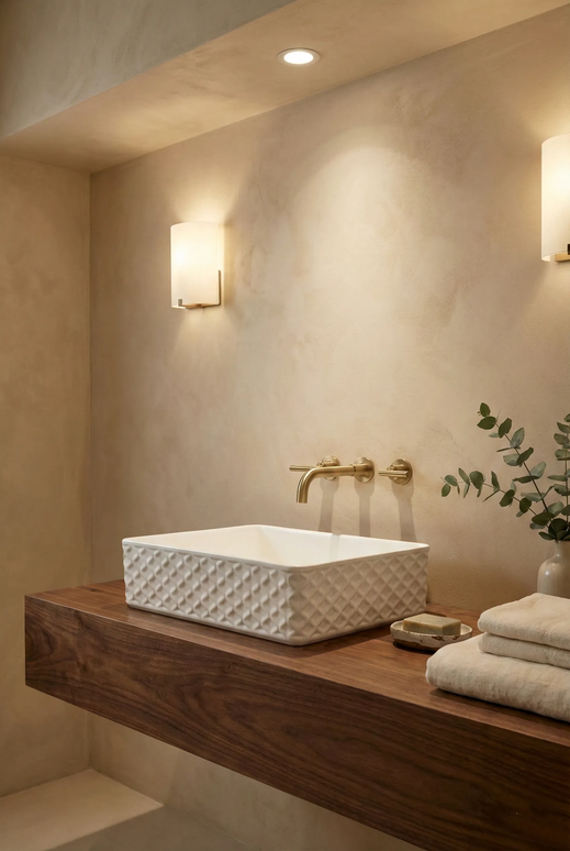 Lavoar ceramic dreptunghiular A789 – alb lucios cu exterior texturat