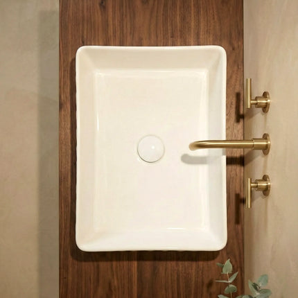 Lavoar ceramic dreptunghiular A789 – alb lucios cu exterior texturat