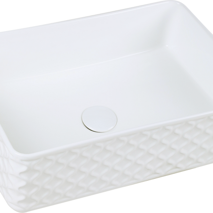 Lavoar ceramic dreptunghiular A789 – alb lucios cu exterior texturat