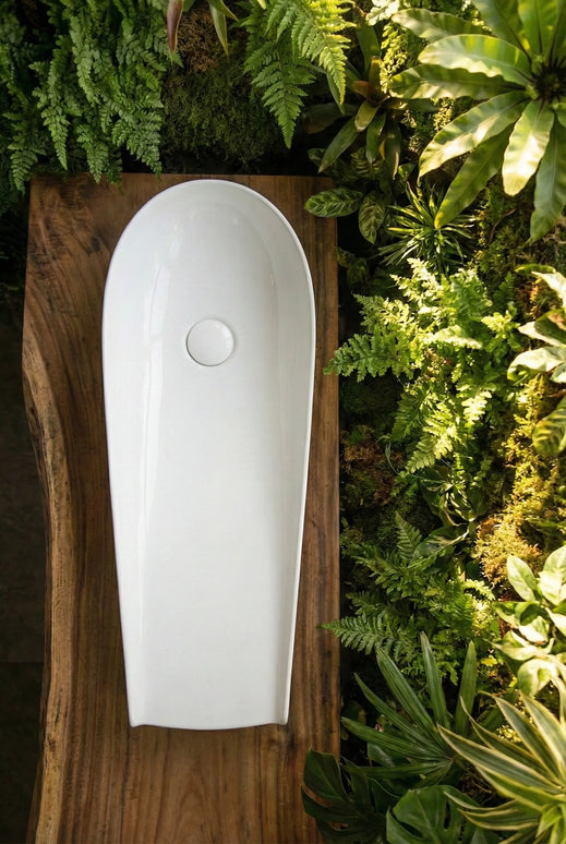 Lavoar ceramic cu formă atipică A797B – alb lucios