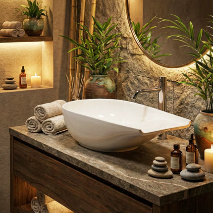 Lavoar ceramic cu formă atipică A797C – alb lucios