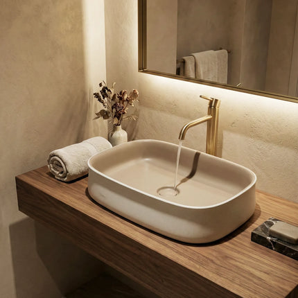 Lavoar ceramic dreptunghiular A798-CWCF-MRS – design modern maro mat și alb mat