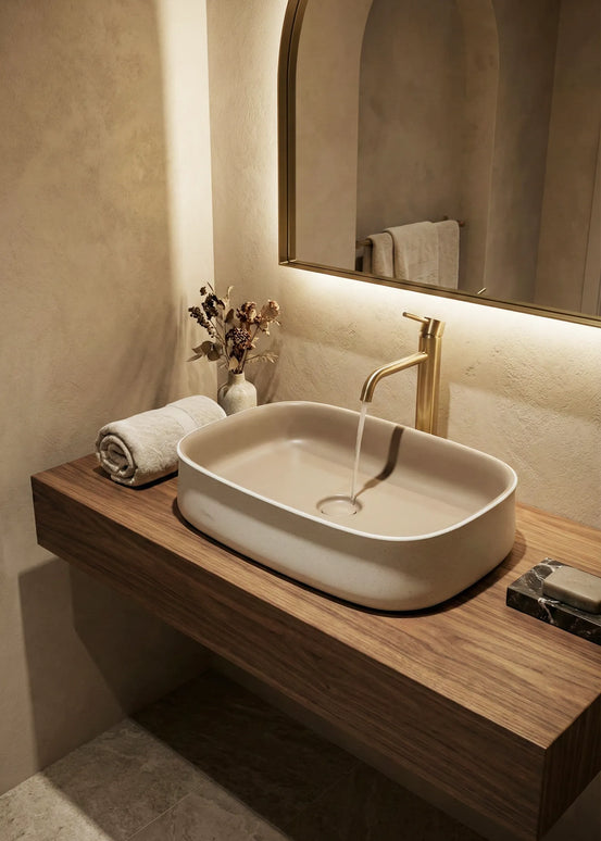 Lavoar ceramic dreptunghiular A798-CWCF-MRS – design modern maro mat și alb mat